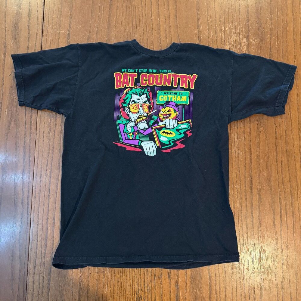 DC Comics Joker Bat Country Gotham Tee Fury T-Shirt Black Graphic Medium